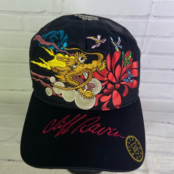 Cliff Raven Artwear Dragon Tattoo Embroidered Mesh Back Trucker Snapback Hat - Picture 2 of 9